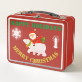 Moderne frohe Weihnachten auf Rot | Metall Brotdose (Vorderseite)