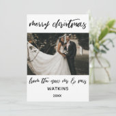 Moderne frohe Weihnachten aus New Mr. & Mrs. Foto (Stehend Vorderseite)