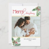 Moderne frohe Weihnachten | Berry Greenery 2 Foto (Vorderseite)