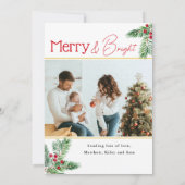 Moderne frohe Weihnachten | Berry Greenery 2 Foto (Rückseite)