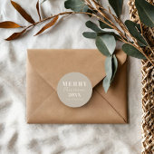 Moderne frohe Weihnachten Boho Beige Urlaub Runder Aufkleber