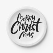 Moderne frohe Weihnachten Christliche Kalligraphie Pappteller (Vorderseite)