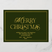 Moderne frohe Weihnachten Dunkelgrün Folien Feiertagskarte (Vorderseite)