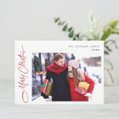 Moderne frohe Weihnachten ein FOTO Gruß (Stehend Vorderseite)