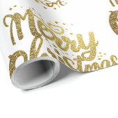 Moderne frohe Weihnachten Elegante Gold Script Hol Geschenkpapier (Rolleneckpunkt)