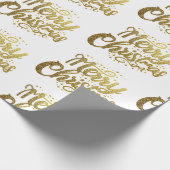 Moderne frohe Weihnachten Elegante Gold Script Hol Geschenkpapier (Ecke)