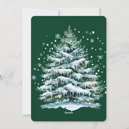 Moderne frohe Weihnachten Elegante Script Snow Fir (Rückseite)