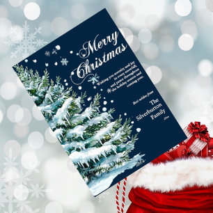 Moderne frohe Weihnachten Elegante Script Snow Fir