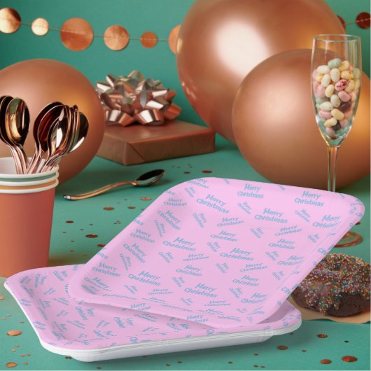 Moderne frohe Weihnachten entworfen Pappteller (Multi)