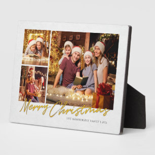 Moderne Frohe Weihnachten Familie Multi Foto Feier Fotoplatte