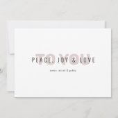 Moderne frohe Weihnachten Foto Peace Joy & Liebe (Rückseite)
