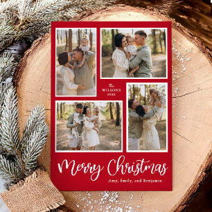Moderne Frohe Weihnachten Fotocollage Rot