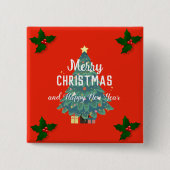 Moderne frohe Weihnachten & fröhliche Neujahrsferi Button (Vorderseite)