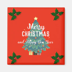 Moderne frohe Weihnachten & fröhliche Neujahrsferi Magnet