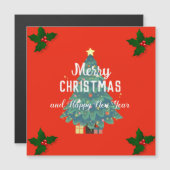 Moderne frohe Weihnachten & fröhliche Neujahrsferi Magnetkarte (Vorne/Hinten)