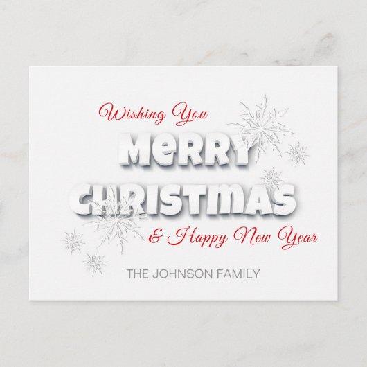 Moderne frohe Weihnachten glücklich Neues Jahr Red (Vorderseite)