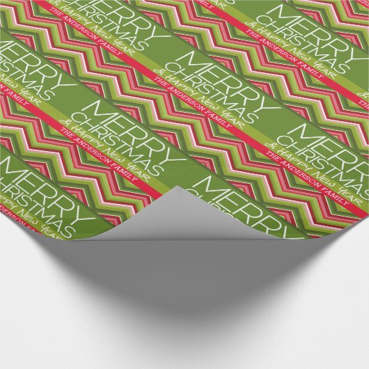 Moderne frohe Weihnachten glücklich Neujahr Chevro Geschenkpapier (Ecke)