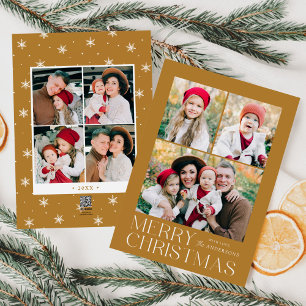 Moderne Frohe Weihnachten Gold 7 Foto Collage