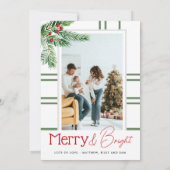 Moderne frohe Weihnachten | Grünes Kariertes Foto (Rückseite)