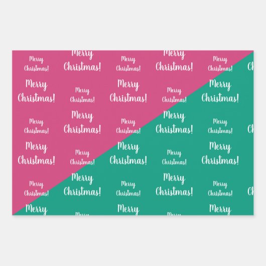Moderne frohe Weihnachten heiße Rosa Smaragd Grün Geschenkpapier Set (Vorderseite)