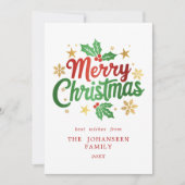 Moderne frohe Weihnachten Holly Berry Snowflakes (Vorderseite)