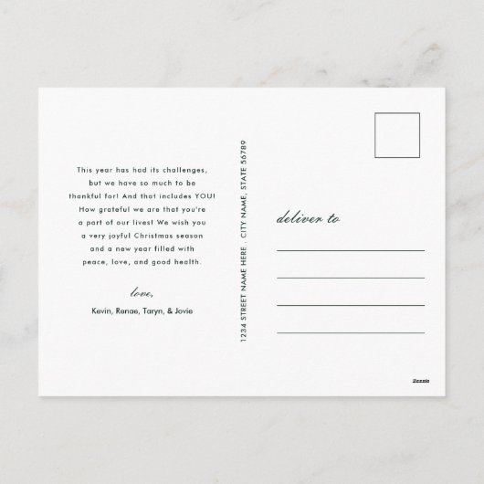 Moderne frohe Weihnachten kühne Blumenfamilie Name (Rückseite)