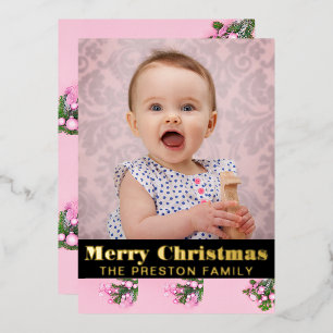 Moderne frohe Weihnachten kühne Typografie 2 Foto Folien Feiertagskarte