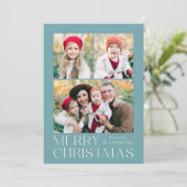 Moderne frohe Weihnachten Light Blue 7 Foto Collag (Stehend Vorderseite)