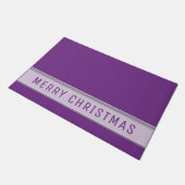 Moderne frohe Weihnachten Lila Fußmatte (Schrägansicht)