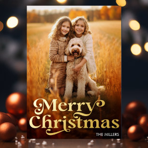 Moderne frohe Weihnachten Minimalistisch 1 Foto El Folien Feiertagspostkarte