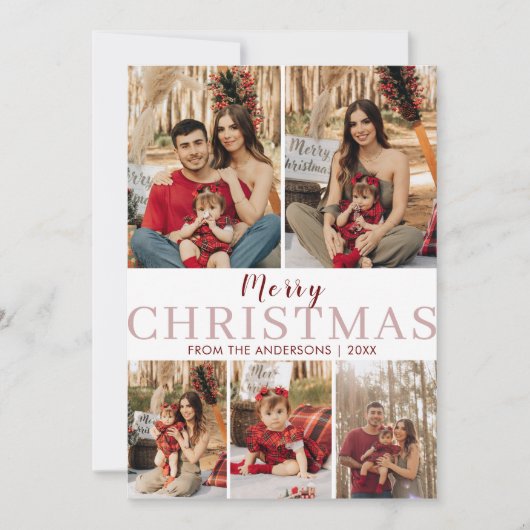 Moderne frohe Weihnachten Minimalistisch 5 Foto Ro (Vorderseite)