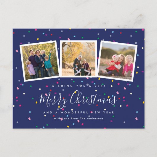 Moderne frohe Weihnachten Niedliche Familienfoto C (Vorderseite)