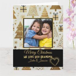 Moderne frohe Weihnachten Oma Schwarz und Gold Karte