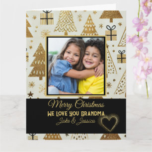 Moderne frohe Weihnachten Oma Schwarz und Gold Karte