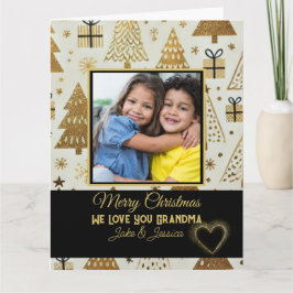 Moderne frohe Weihnachten Oma Schwarz und Gold Karte