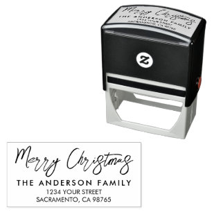 Moderne Frohe Weihnachten Personalisierter Feierta Permastempel