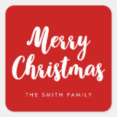 Moderne frohe Weihnachten Quadratischer Aufkleber (Vorderseite)