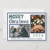 Moderne frohe Weihnachten Raute Blue Green 3 Foto (Vorderseite)