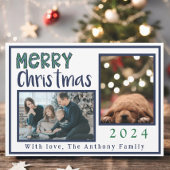 Moderne frohe Weihnachten Raute Blue Green 3 Foto