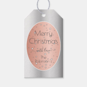 Moderne frohe Weihnachten Rose Gold und Silbereffe Geschenkanhänger