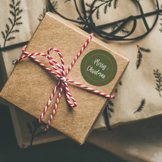 Moderne frohe Weihnachten | Rot und Grün Runder Aufkleber