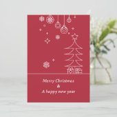 Moderne Frohe Weihnachten Rot Weiß (Stehend Vorderseite)