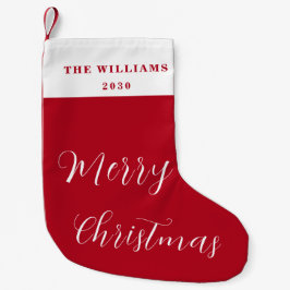 Moderne frohe Weihnachten Rote Minimalskritik Kleiner Weihnachtsstrumpf