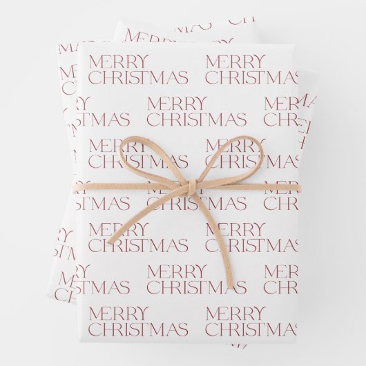 Moderne frohe Weihnachten Rote Typografie Einfach Geschenkpapier Set (Beispiel)