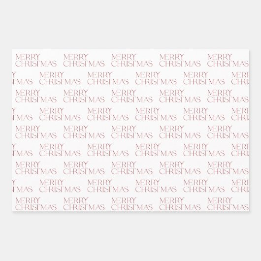 Moderne frohe Weihnachten Rote Typografie Einfach Geschenkpapier Set (Vorderseite)