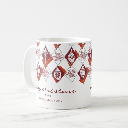 Moderne frohe Weihnachten Rote Typografie Kaffeetasse (Vorderseite Links)