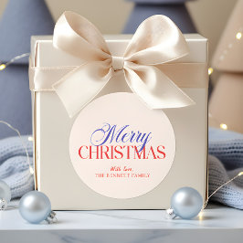 Moderne frohe Weihnachten Runder Aufkleber