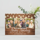 Moderne frohe Weihnachten Rustikale 3 FOTO Gruß (Stehend Vorderseite)