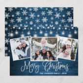 Moderne frohe Weihnachten Rustikale 3 FOTO Gruß (Vorne/Hinten)