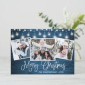 Moderne frohe Weihnachten Rustikale 3 FOTO Gruß (Stehend Vorderseite)